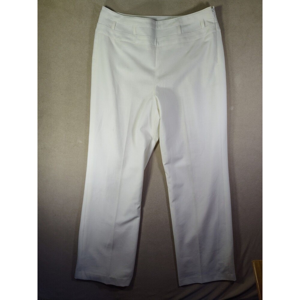 Larry Levine Women's Size 8 Lined Dress Pants Off White Cream Stretch Career